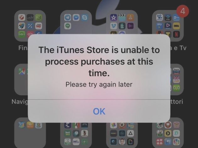 The iTunes Store is unable to process purchases at this time - что делать