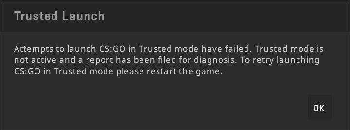 Ошибка при запуске игры CS: GO
